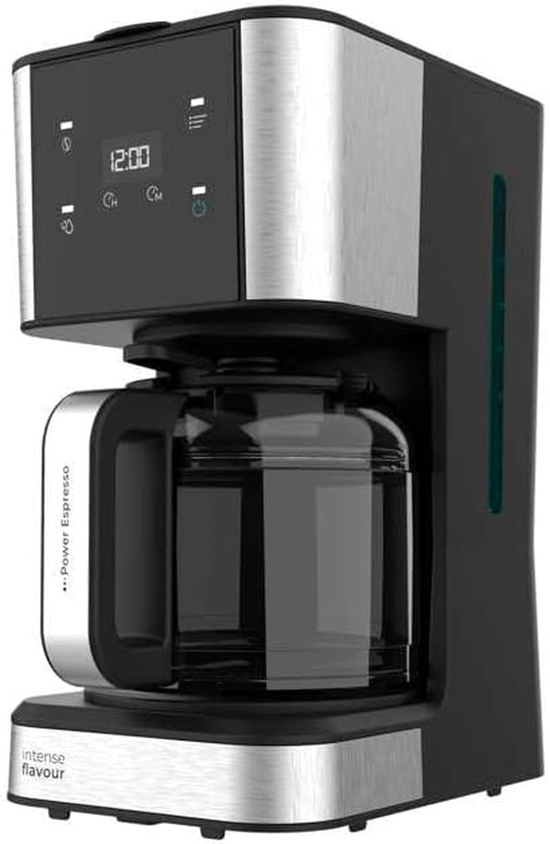 Espresso con filtro Cecotec Coffee 66 Drop and Touch, potencia 950 W, 1,5 L, 12 tazas, pantalla táctil, jarra de cristal, temporizador 24 horas, 6 interruptores, filtro de malla reutilizable