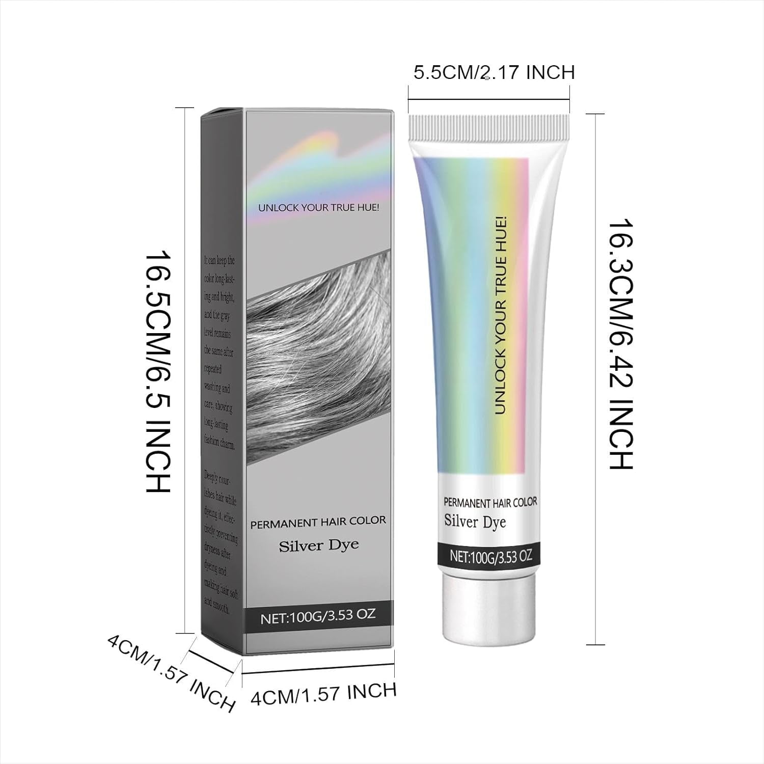 Color de cabello Plata Gris Plata Color de cabello natural Crema Color de cabello temporal Crema Color de cabello gris Crema Tinte para el cabello plateado semipermanente para todo tipo de cabello 2 piezas Naty Shop Tinte para el cabello