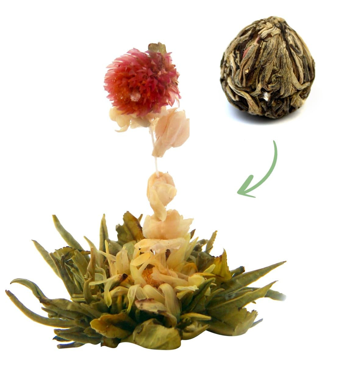 Flores de té "TRES FLORES" 1 pieza de té | Hojas de té verde - Flores de caléndula - Flores de berro europeas | Ideal para los amantes del té Té verde Té de flores | 6G