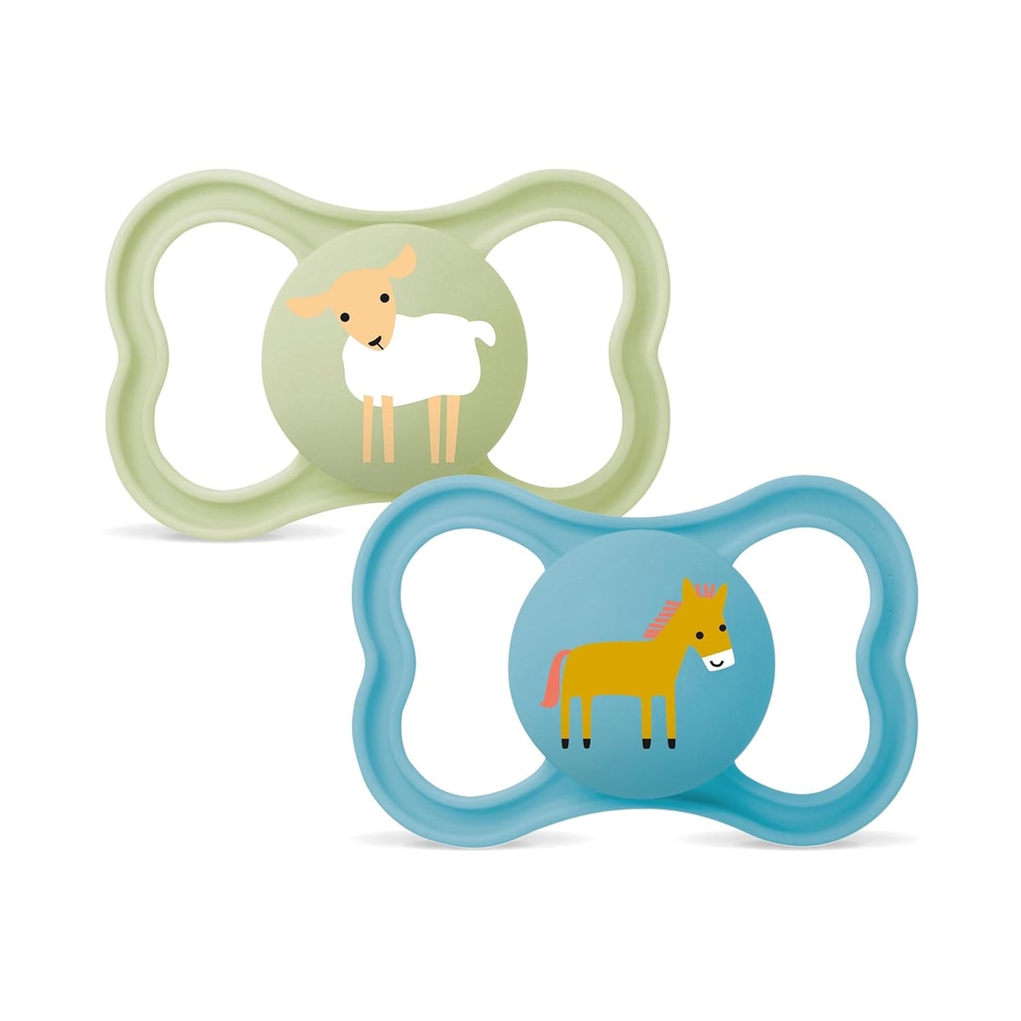 Chupete de silicona MAM Air 2 unidades Diseño extra ligero y ventilado Chupete respetuoso con los dientes Hecho de silicona especial MAM SkinSoft con caja para chupete 6-16 meses Oso/Rinoceronte