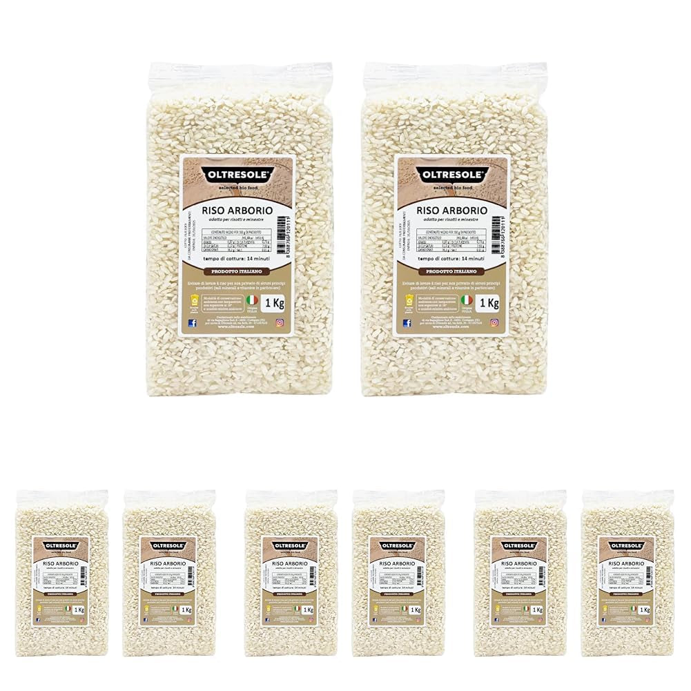 Orez Arborio italian artizanal, orez cu bob mare și amidon, ideal pentru supe, risotto și salate de orez, ambalat în vid în 2 saci de 1 kg
