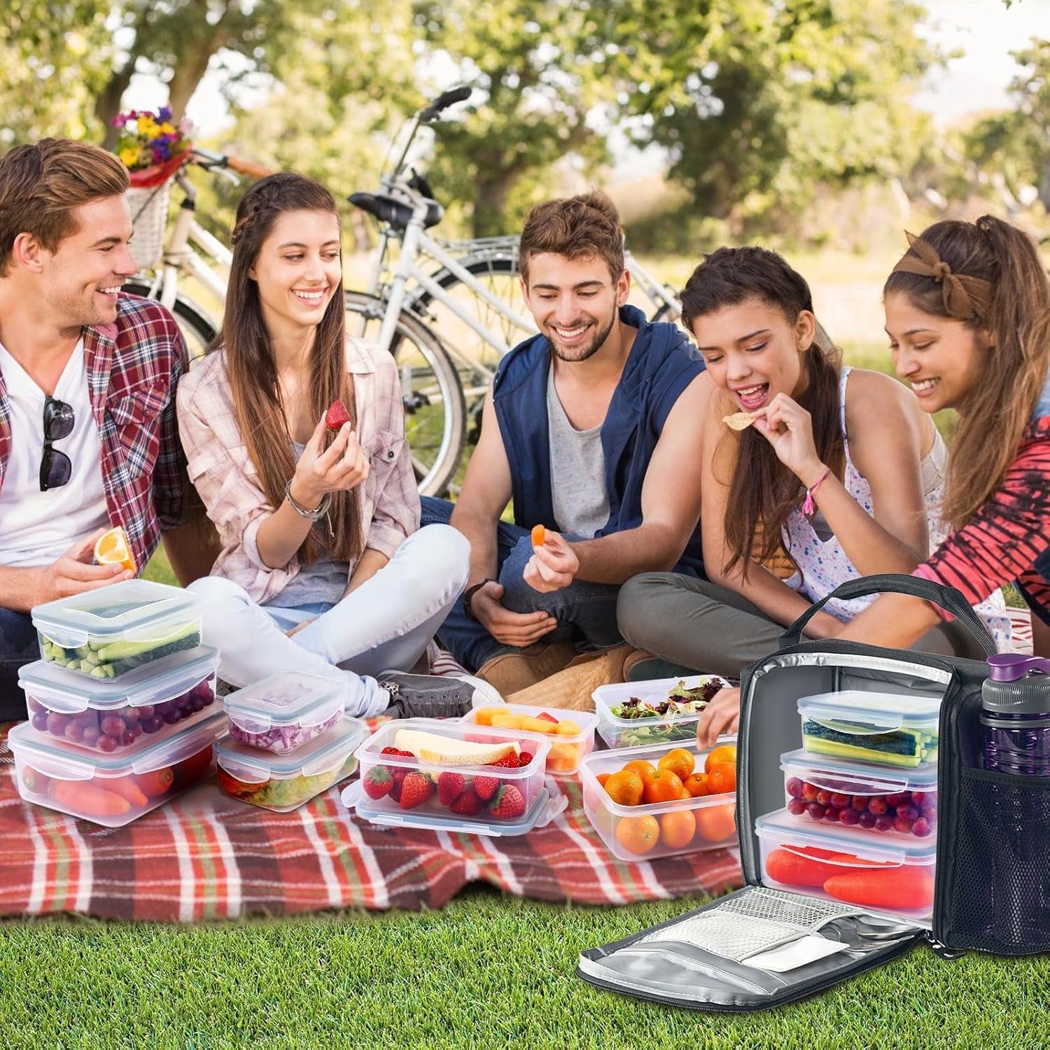 YASHE Tarros de almacenamiento de alimentos con tapa, juego de tarros de plástico de 12 piezas, sin BPA, 100% a prueba de fugas, apilables, cajas transparentes para almacenar alimentos Naty Shop