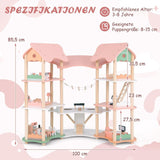FANTASK Casa de Muñecas de Madera, Casa de Muñecas de 85 cm de Alto 7 Habitaciones con 32 Muebles y Accesorios, Casa de Muñecas con Escalera de Cuerda, Casa de Muñecas Regalo para Niñas de 3 Años (Modelo 3) Naty Shop Casas de Muñecas