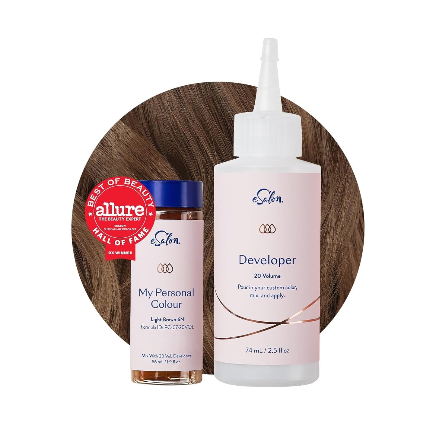 Set de tintes permanentes para el cabello Cobertura 100% de canas Coloración casera 0% amoniaco Tintes para el cabello Tintes multidimensionales Tintes para el cabello profesionales Naty Shop Tinte para el cabello Castaño claro 6N