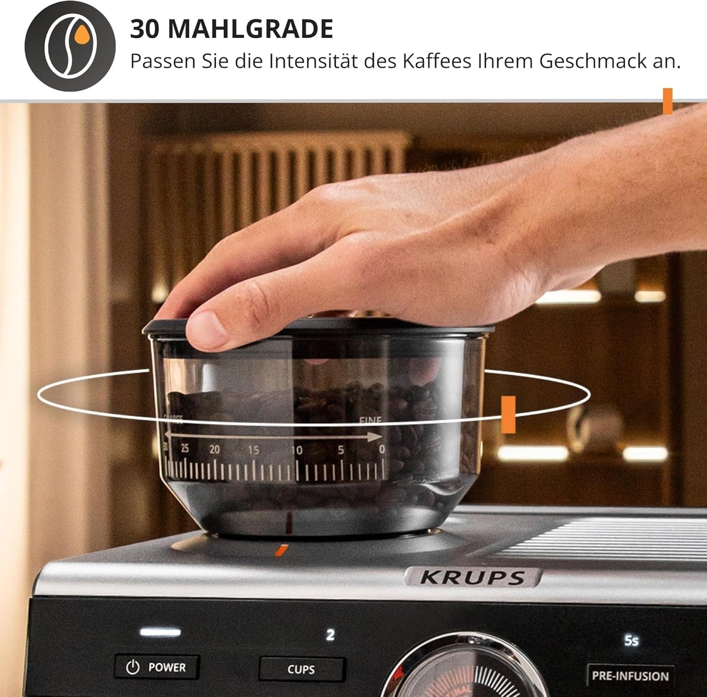 Krups Precision Cafetera espresso manual con portafiltro y molinillo, Cafetera barista con panel de control intuitivo, ajustes de preinfusión, Cafetera espresso con boquilla de vapor, calentamiento rápido, XP801T10