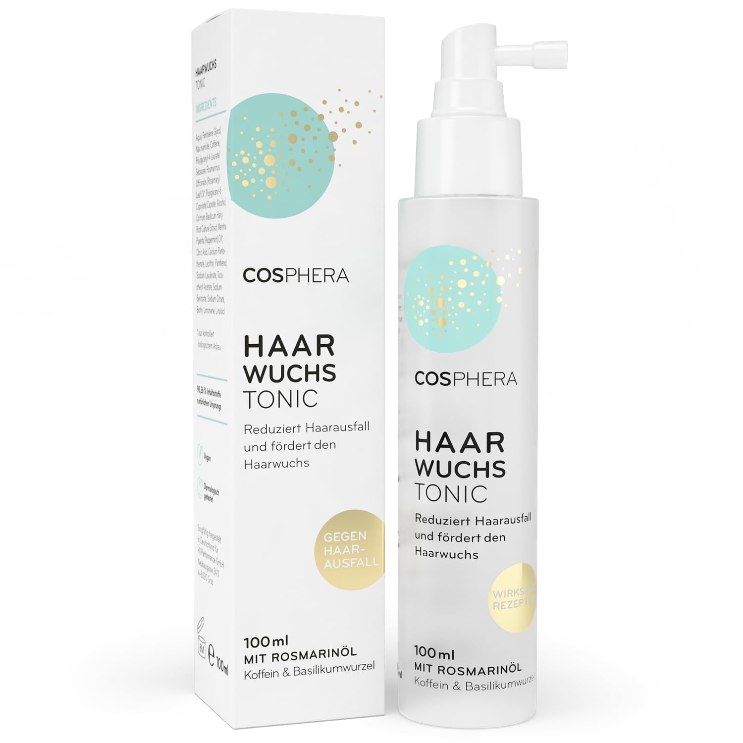 Spray tónico para el cabello con aceite de romero 100 ml - Spray de aceite de romero que acelera naturalmente el crecimiento del cabello - Remedio para el crecimiento del cabello para mujeres y hombres - Suero para la caída del cabello - Aceite para el cabello de romero de Cosphera Hair Care Naty Shop Título predeterminado