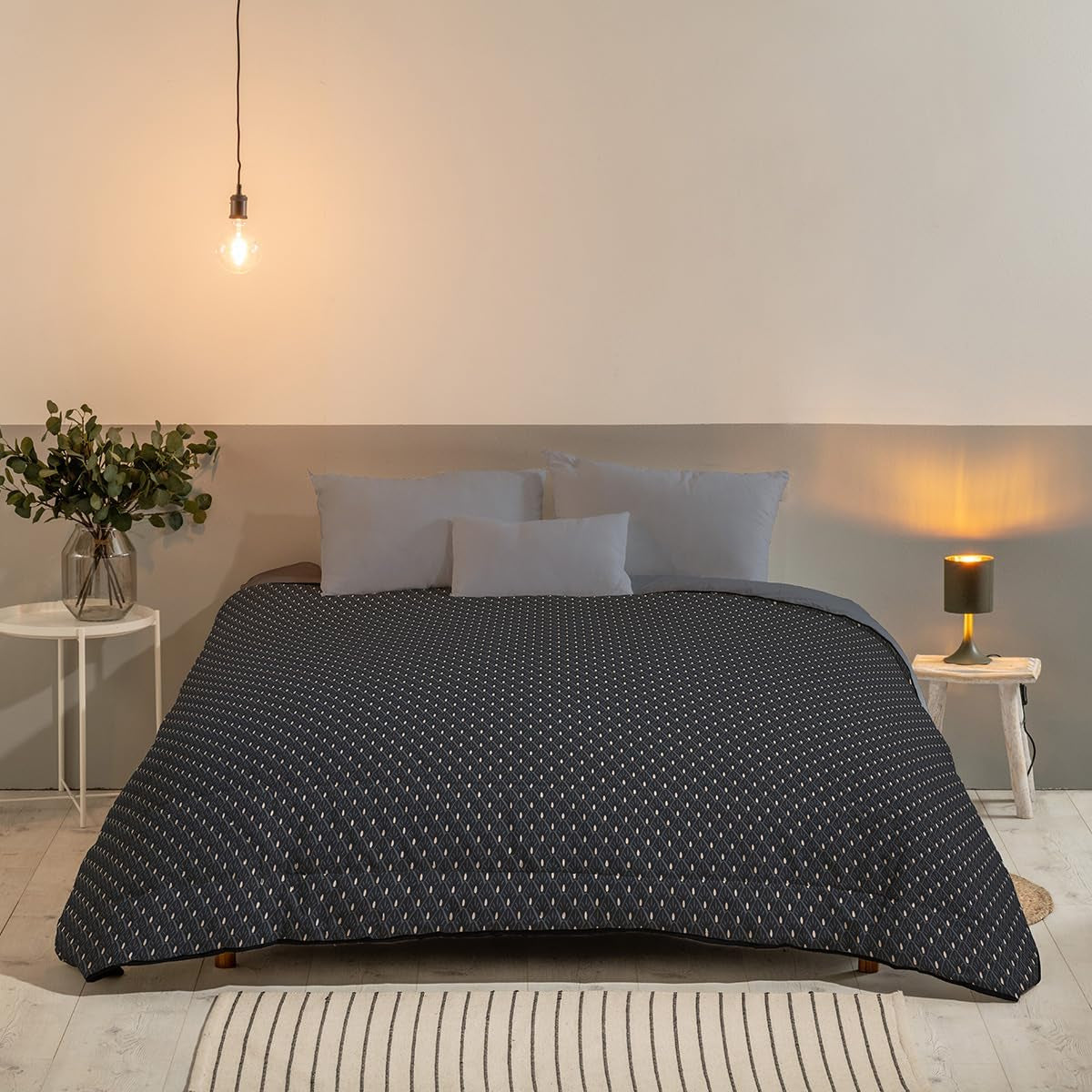 Bleu Câlin Edredón Hermance estampado 1 persona, poliéster, azul/gris, 140 x 200 cm Edredones y edredones Naty Shop Gris 140 x 200 cm