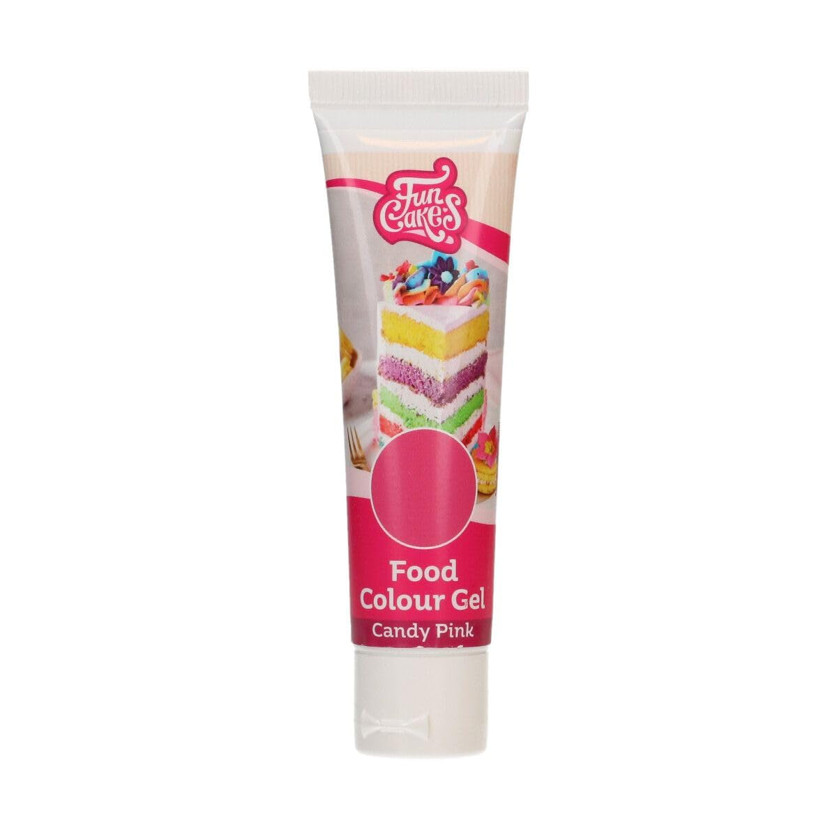 Colorante alimentario Funcakes Gel Candy Pink: Colorante alimentario altamente concentrado para masa, nata, fondant, mazapán, bollería, fácil dosificación, gotas individuales para crear colores vibrantes, Halal, 30g