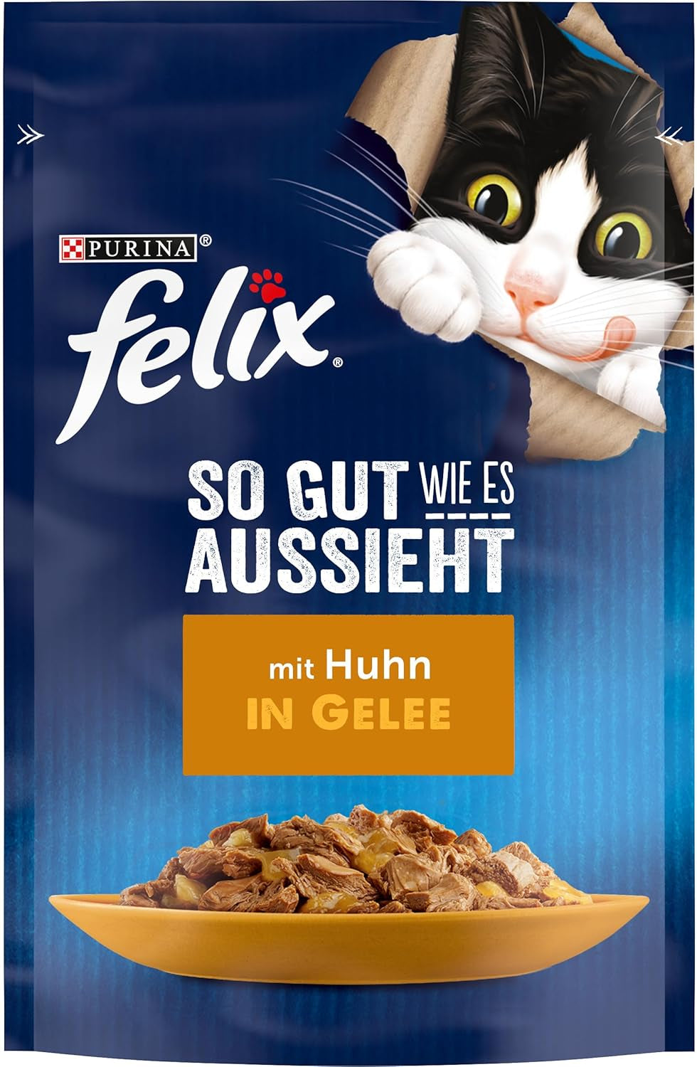 Felix As Good As It Looks Comida húmeda para gatos en gelatina con pollo, paquete de 26 (26 x 85 g)