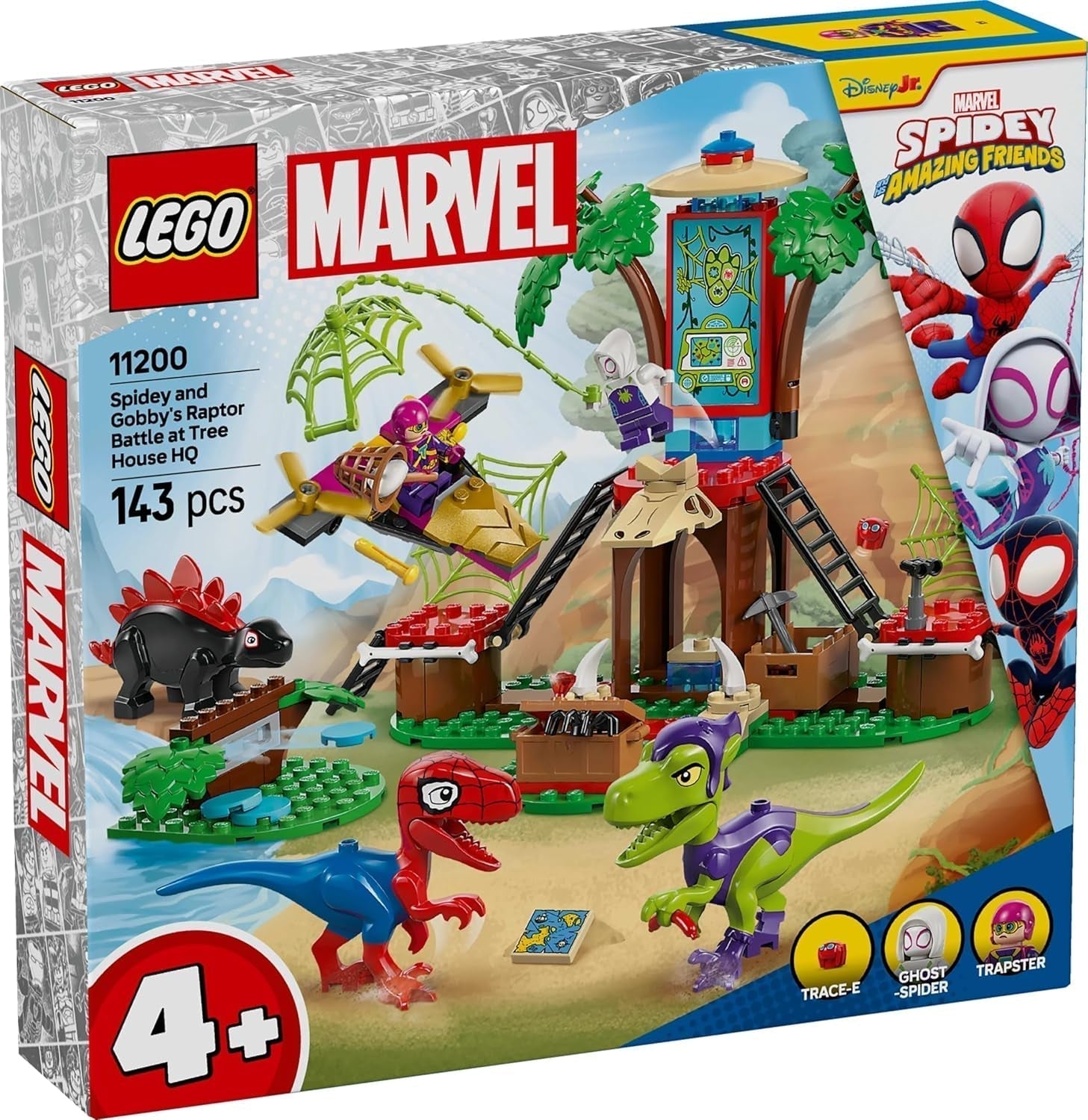 LEGO Marvel Enfrentamiento en la Casa del Árbol: Spidey-Rex vs. Gobby-Raptor, Set de construcción y juego de dinosaurios, Dinosaurio de juguete de regalo para niños y niñas mayores de 4 años, Spidey y sus superamigos 11200 Juegos de construcción Besuche den LEGO-Store