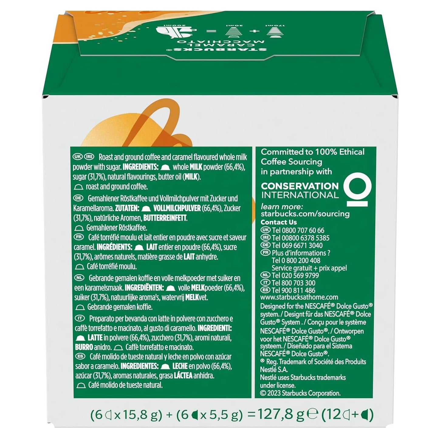 STARBUCKS Caramel Macchiato de Nescafé Dolce Gusto Kaffeekapseln 6 x 12 (72 Kapseln)