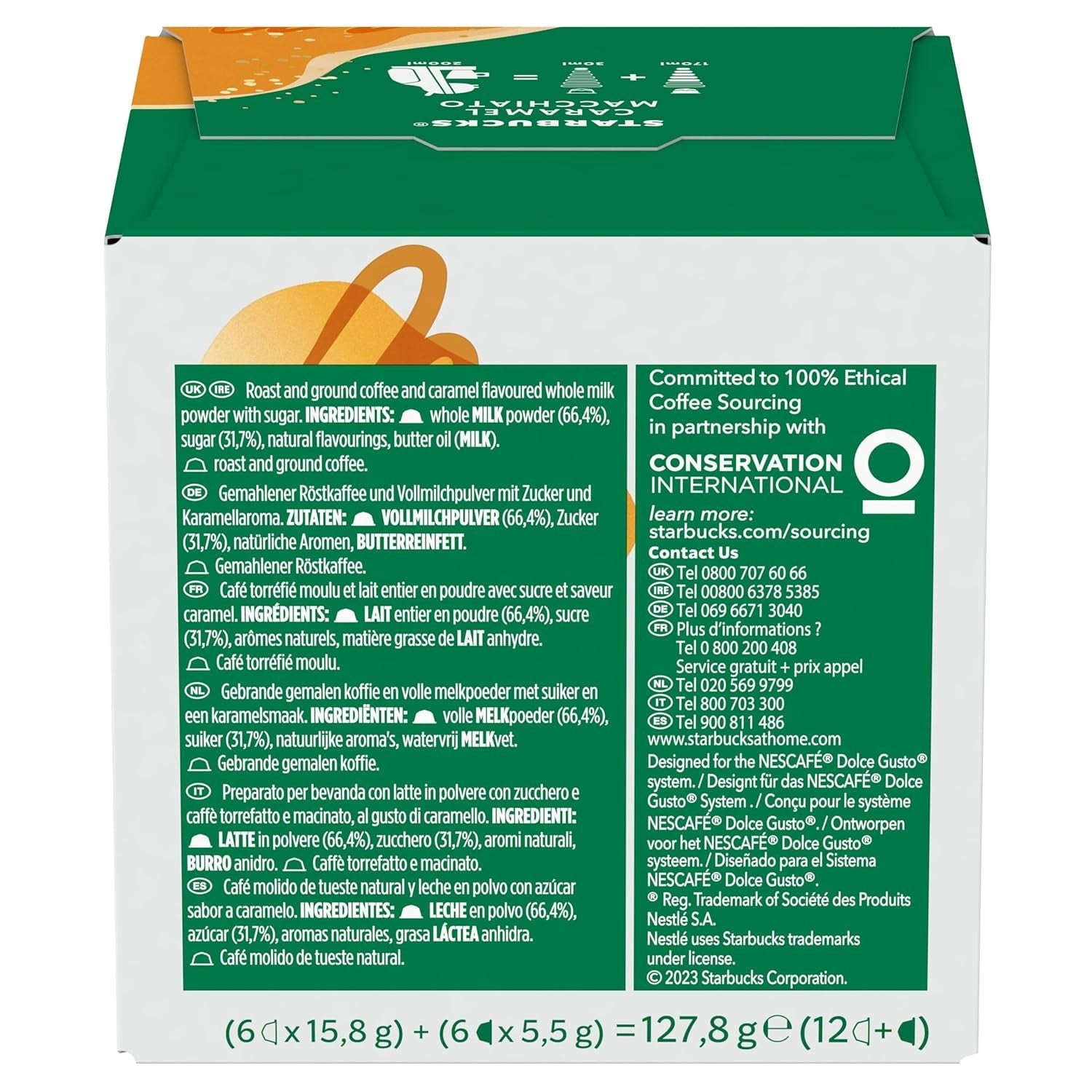 STARBUCKS Caramel Macchiato de Nescafé Dolce Gusto Kaffeekapseln 6 x 12 (72 Kapseln)