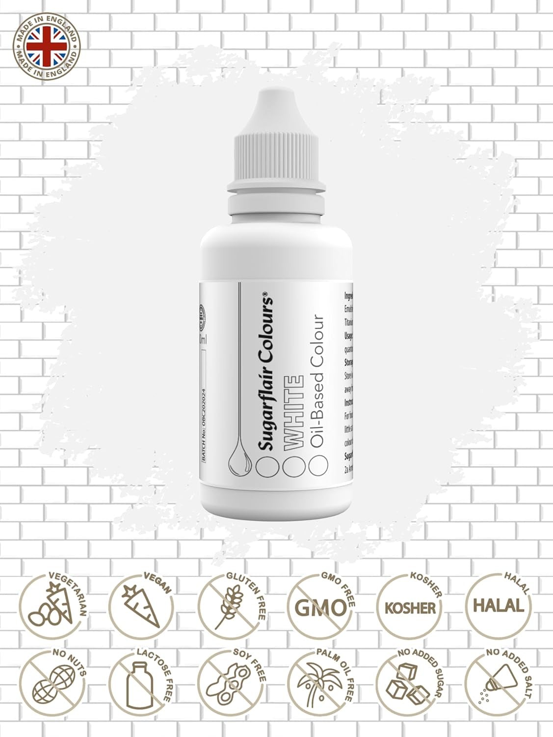 Colorante alimentario a base de aceite Sugarflair Pastel Mixer, blanco - Colorante alimentario para chocolate, crema de mantequilla, pasta de azúcar y todos los ingredientes alimentarios liposolubles - 30 ml
