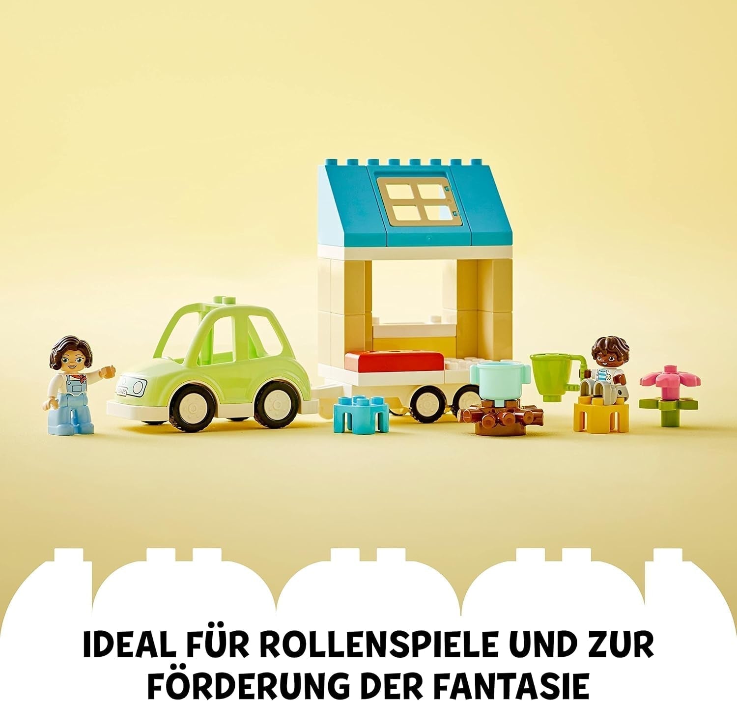 LEGO 10986 DUPLO En Casa Sobre Ruedas, coche de juguete con ladrillos grandes, figuras y coche de juguete para niños y niñas a partir de 2 años, desarrolla la motricidad fina Juegos de construcción Besuche den LEGO-Store