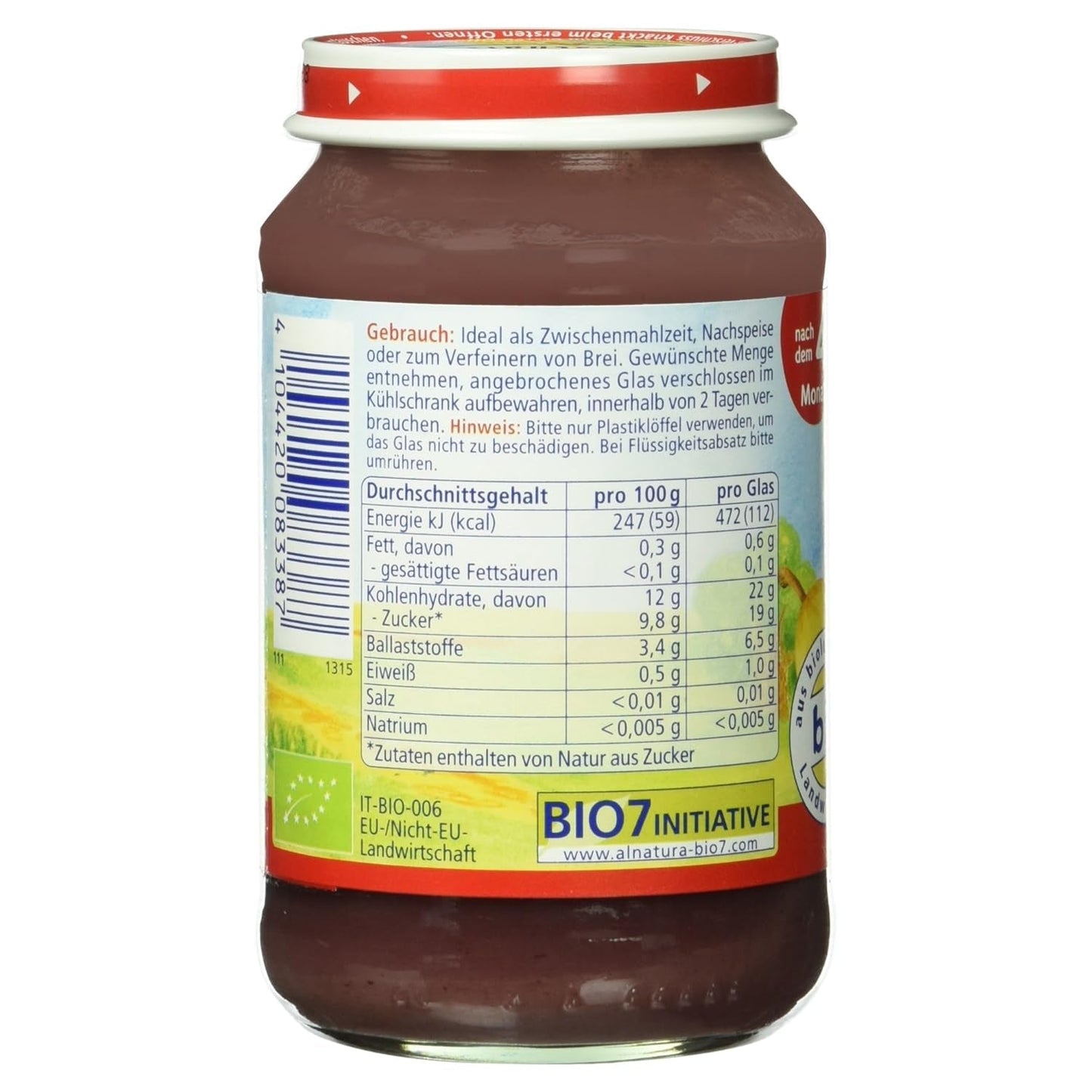 Pera con arándanos ecológica, a partir de 4 meses, 190g