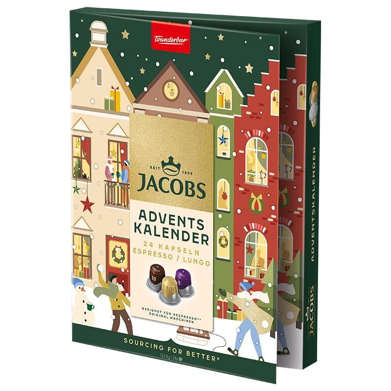 Jacobs Kapsel Adventskalender, 24 Espresso/Lungo Kapseln, Nespresso* compatible Kaffee Kapseln, 24 Kapseln