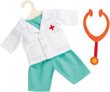 Heless 1653 - Conjunto de Ropa para Muñecas, Traje de Médico de 4 Piezas con Pantalón, Camisa, Bata de Médico y Estetoscopio, Talla 28 - 35cm