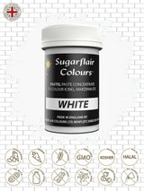 Colorante alimentario blanco Sugarflair para pasta, colorante alimentario para pasta, fondant y mazapán, colorante para pasta - 25g