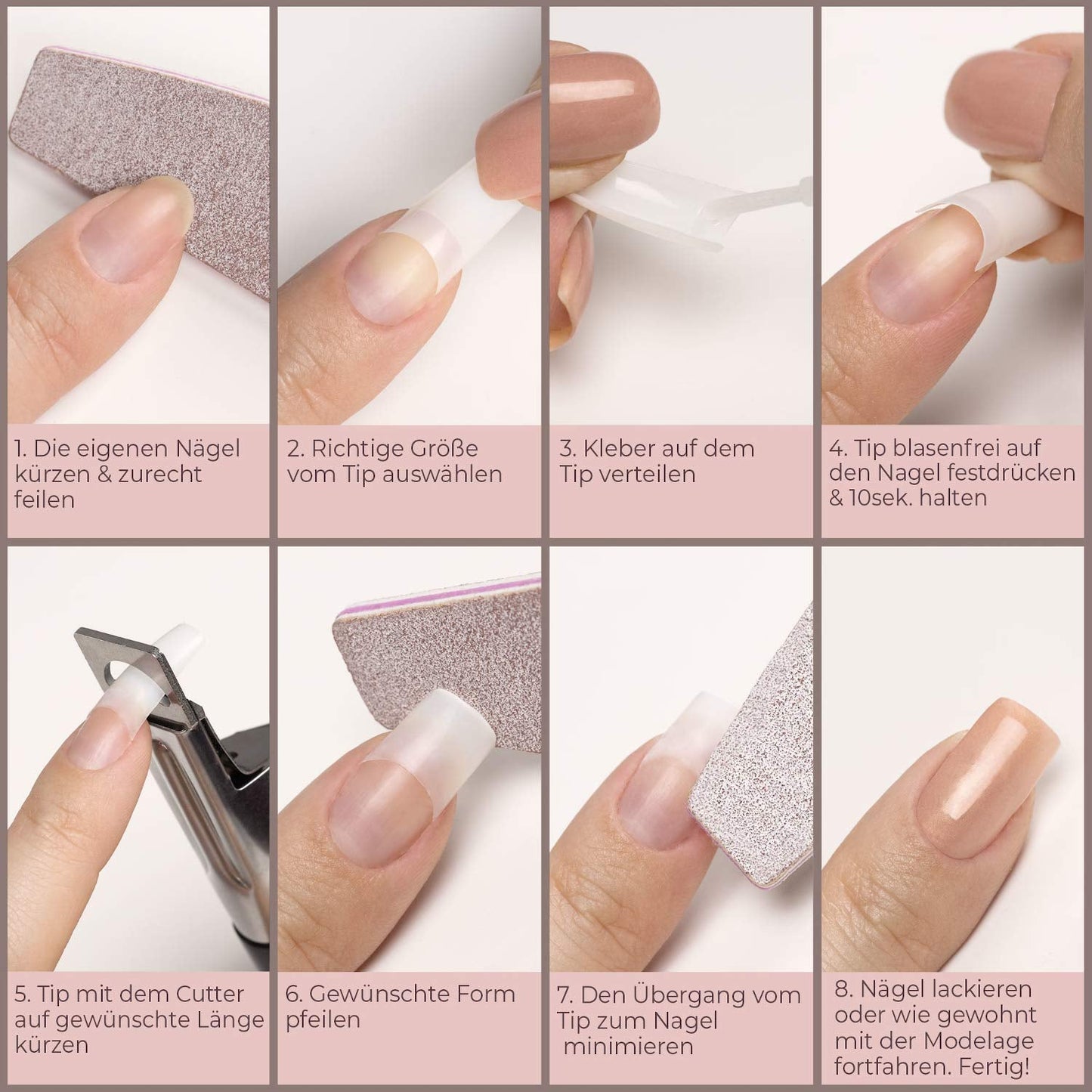 ® Uñas artificiales adhesivas 500 piezas de uñas postizas - Uñas de gel estables - Uñas de calidad de estudio (color natural)