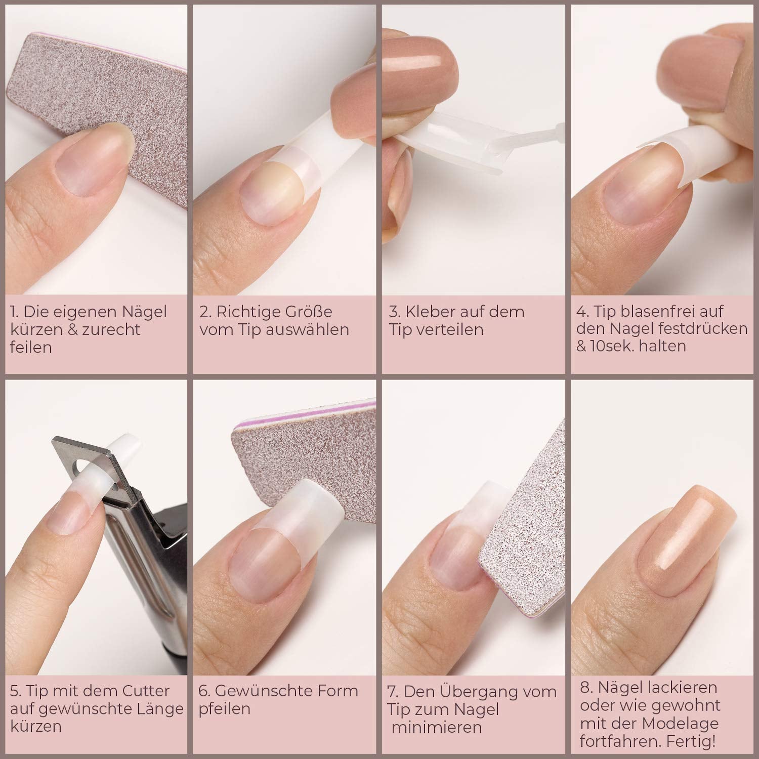 ® Uñas artificiales adhesivas 500 piezas de uñas postizas - Uñas de gel estables - Uñas de calidad de estudio (color natural)