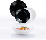 Harena N&b Glasgeschirr, 18 piezas, para 6 personas, blanco y negro