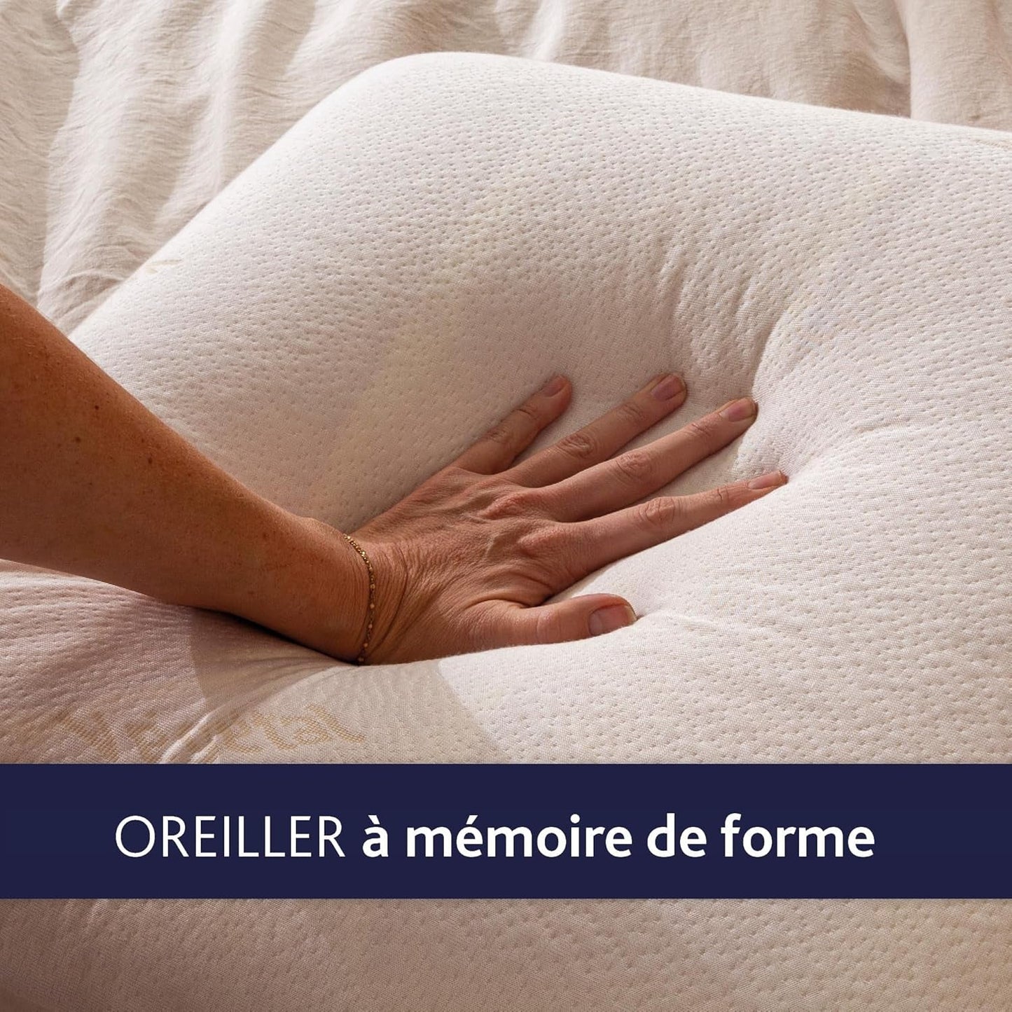 Almohada, Ergonómica, Vegetal, 45 X 70 Cm, Con Memoria, Rectangular, Relleno 100% MDF, Fondo de Algodón, Funda de Poliéster - Aceite de Ricino Naty Shop Almohadas Estándar