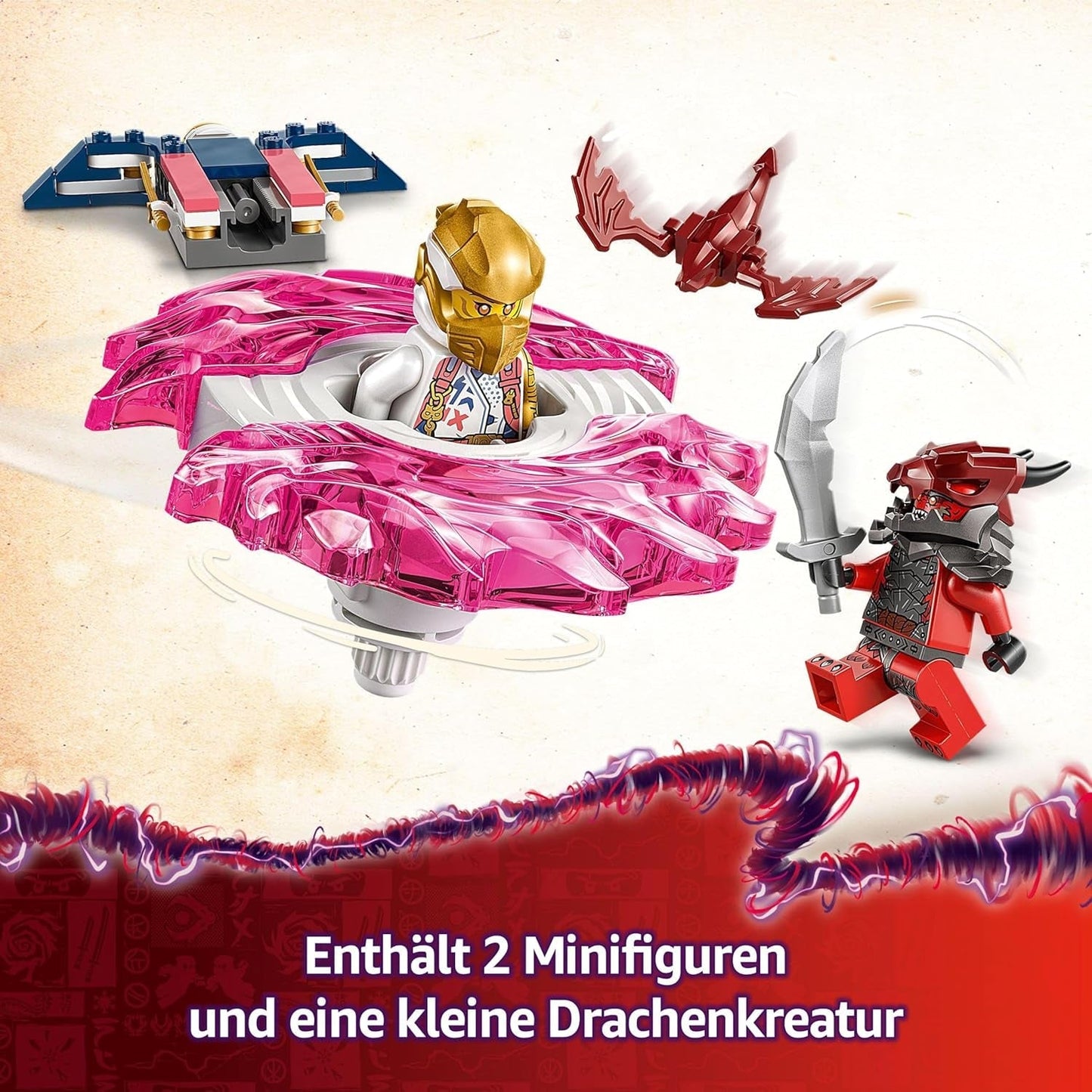 LEGO NINJAGO Spinjitzu Spinner Dragón de Sora - Juguete Ninja de Acción con 2 Minifiguras - Set de Juego Pequeño para Niños - Idea de Regalo para Niños y Niñas de 6 Años 71824 Juegos de Construcción Besuche den LEGO-Store