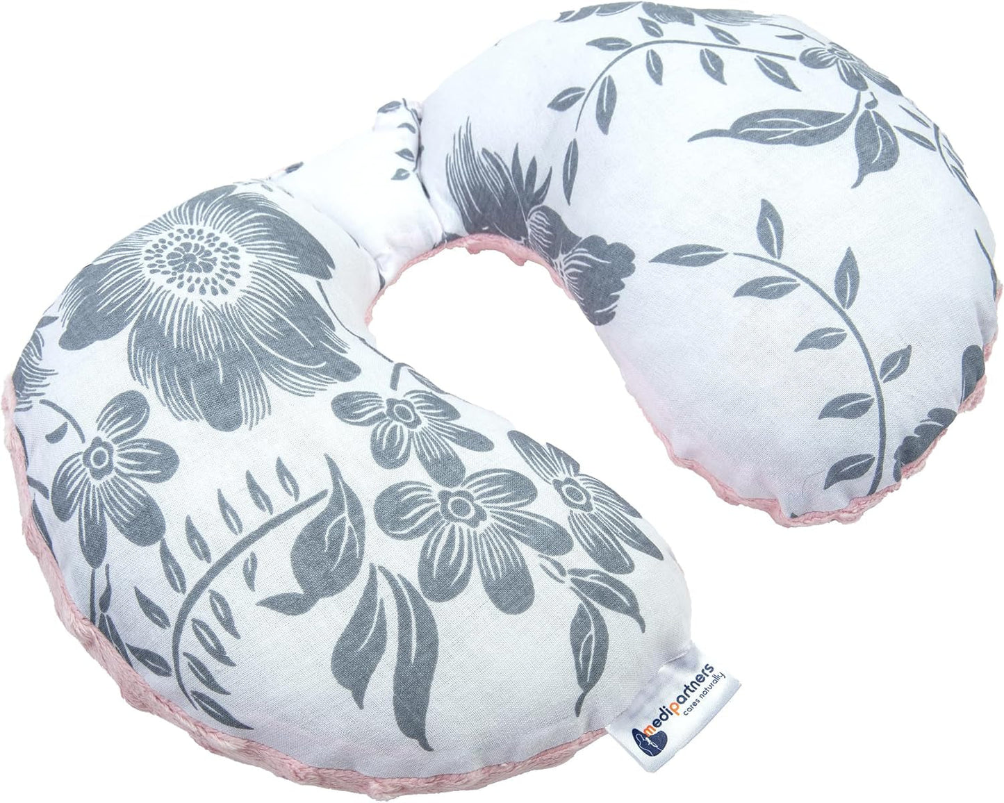 Medi Partners Almohada para el cuello para bebé Soporte para el cuello 100% algodón / Minky Almohada para el cuello para bebé para cochecito de coche Viajes Viajes Dormir Almohada para el cuello Snooze Roll (REH con Minky gris) Almohadas ortopédicas cervicales Naty Shop Berry con Minky rosa