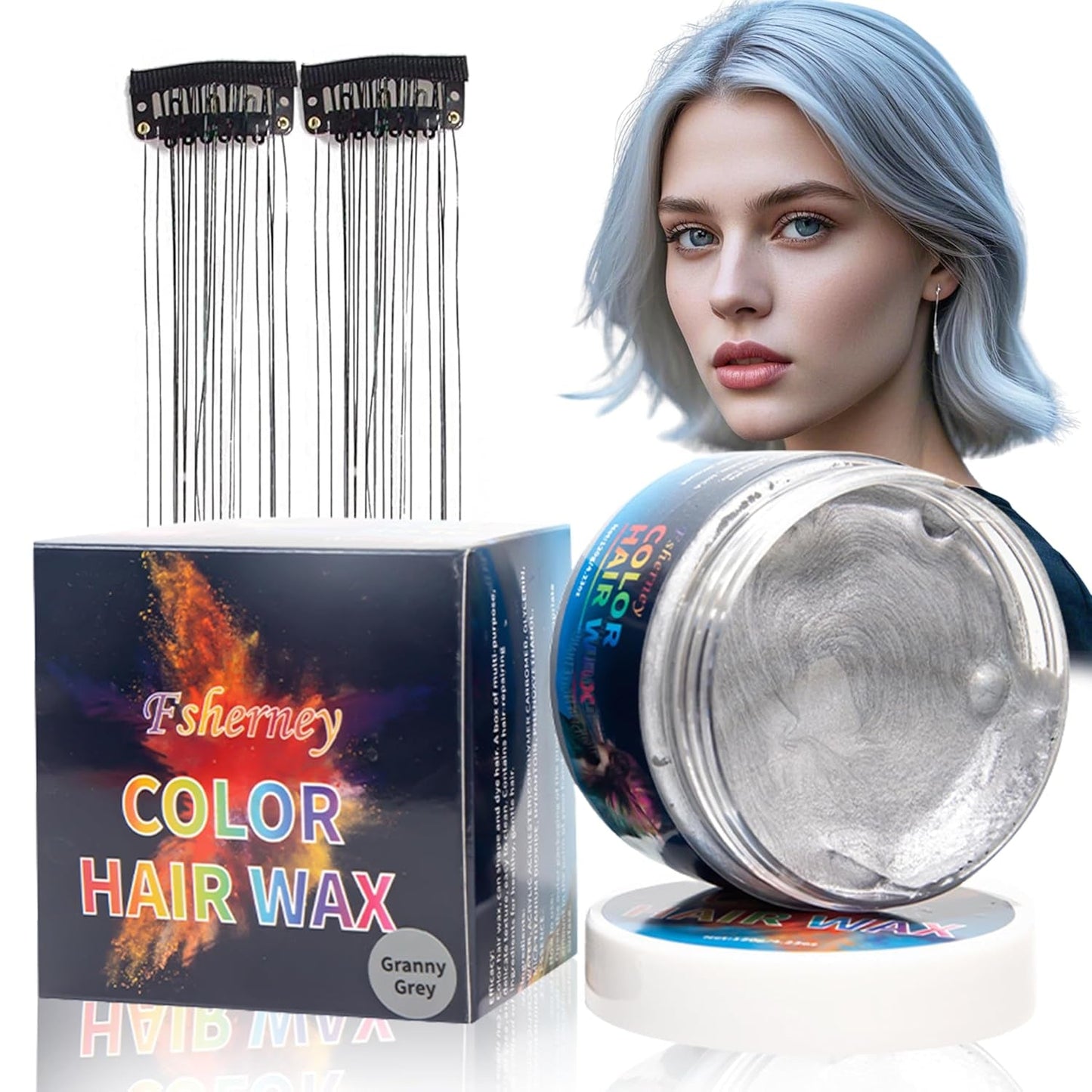 Tinte temporal para cabello verde, cera para color de cabello, tono de cabello para hombres y mujeres, pomada para cabello natural, cera para tinte de cabello con clip de color para color de cabello Crazy Party (4.23 oz, verde) Naty Shop Tinte para el cabello gris 1G (1 paquete)