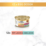 Gourmet Gold Refined Ragout Duetto Salmón y bacalao amarillo Comida húmeda para gatos Paquete de 12 (12 x 85 g)