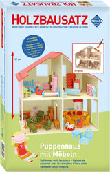 Pebaro Donau Elektronik _M880 Puzzle 3D Casa de Muñecas con Muebles, 30 x 30 x 30 cm, Natural