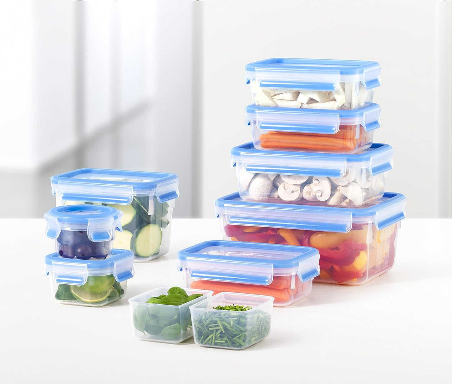 Emsa 515585 Clip y cierre para alimentos | Juego de 3 piezas | plástico | transparente / verde | Cajas de almacenamiento de alimentos Naty Shop de 0,55 / 1 / 2,2 litros