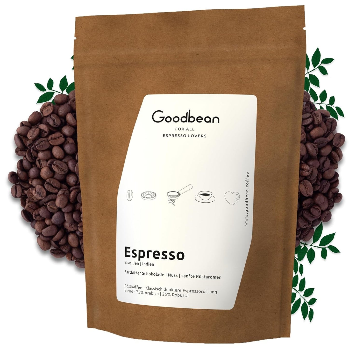 EXPRESO | Café en grano 500g - 100% Arábica | Recién tostado para hacer espresso | Granos de café enteros | Sabor clásico del café