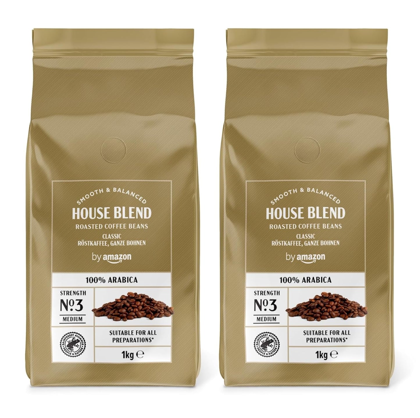 de Amazon Kaffeebohnen, Mittlere Röstung, 100% Arábica, Amaretto, 2kg (2 paquetes con 1kg)