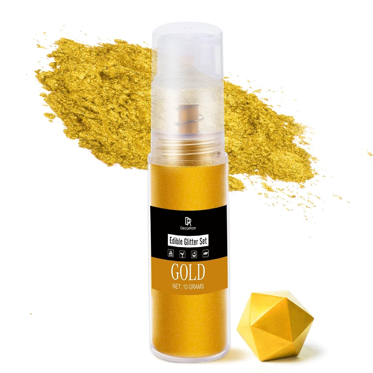 DecoRom, purpurina comestible, polvo, 10 gramos Glitter Naty Shop Gold