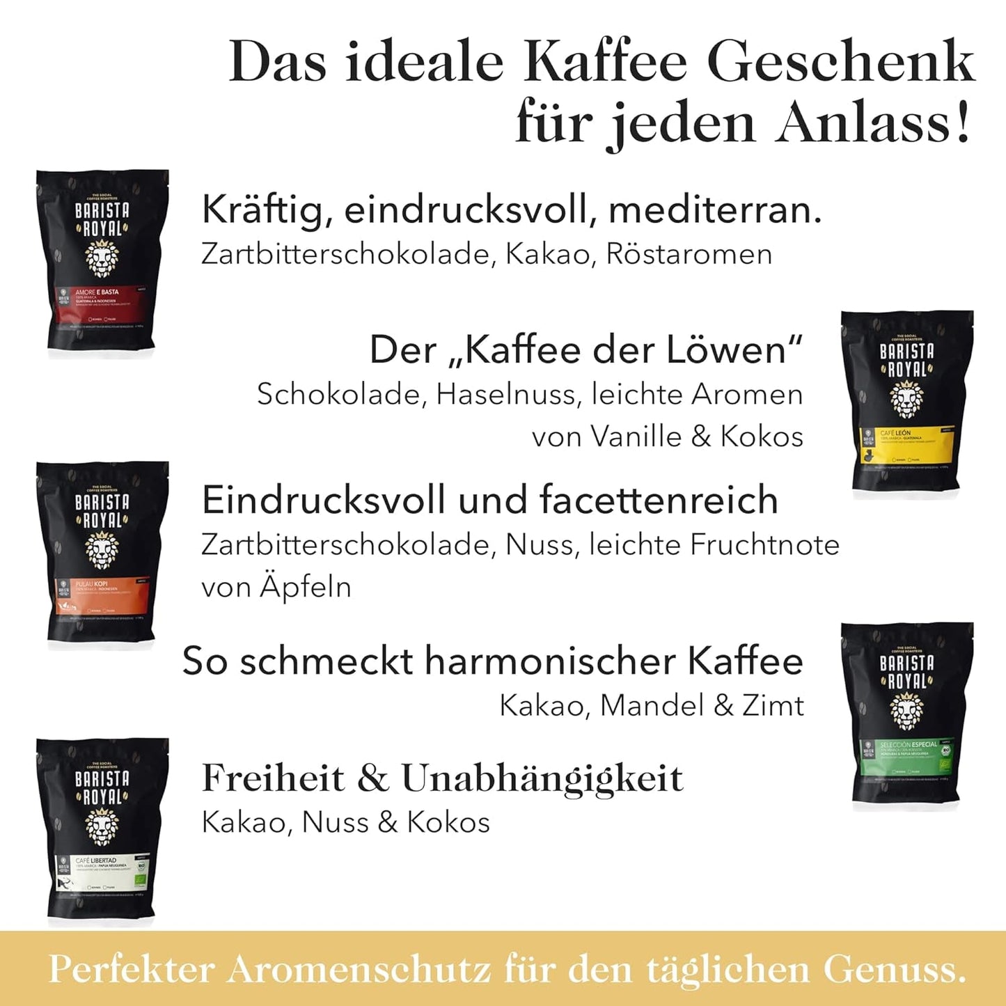Set de degustación de café en grano entero 5 x 350 g | Paquete Discovery en granos de café en set de regalo | árabe | Comercio Justo | Vegano | Ideal para máquinas de café expreso automáticas, máquinas de café expreso con filtro, máquinas de café expreso de vertido y prensas francesas | BARISTA REAL