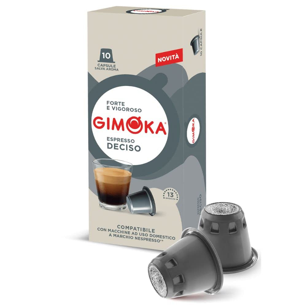 Gimoka Kaffeekapseln Espresso Deciso, Intensität 13/13-100 Kapsel - Compatible con Nespresso* Haushalts-Espressomaschinen - 100 Stück (10 x 10 Getränke) - Hergestellt in Italien