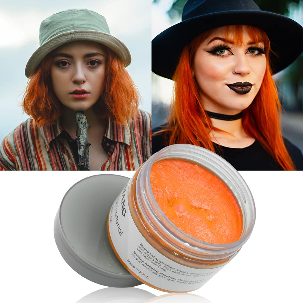 Color de cabello temporal, tono de cabello para peinar para hombres y mujeres, pomada para cabello natural, cera para teñir el cabello para fiestas, cosplay y Halloween, 4.23 oz (gris plateado) Naty Shop Tinte para el cabello 8 naranja
