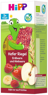 HiPP Turtle barritas de avena con fresas y frambuesas, a partir de 1 año, 8 x (5x20g)