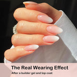 Juego de Uñas Postizas - 240 Piezas Uñas Postizas Francesas Pegamento - Diseño Degradado Blanco Rosa Uñas Artificiales Cubierta Completa Gel Suave Natural y Cómodo de Usar (Almendra Rosa)