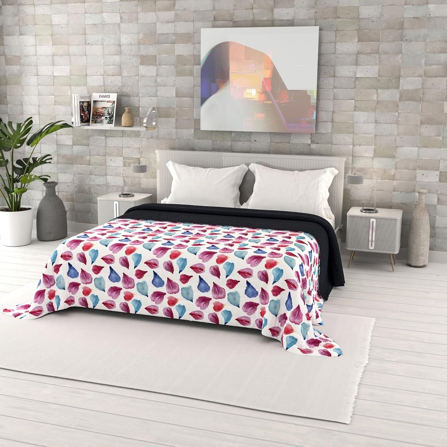 Colcha De Verano Estampada Fantasía, Relleno De Poliester, Pétalos, 260X270Cm Edredones y edredones Naty Shop Pétalos 260X270Cm