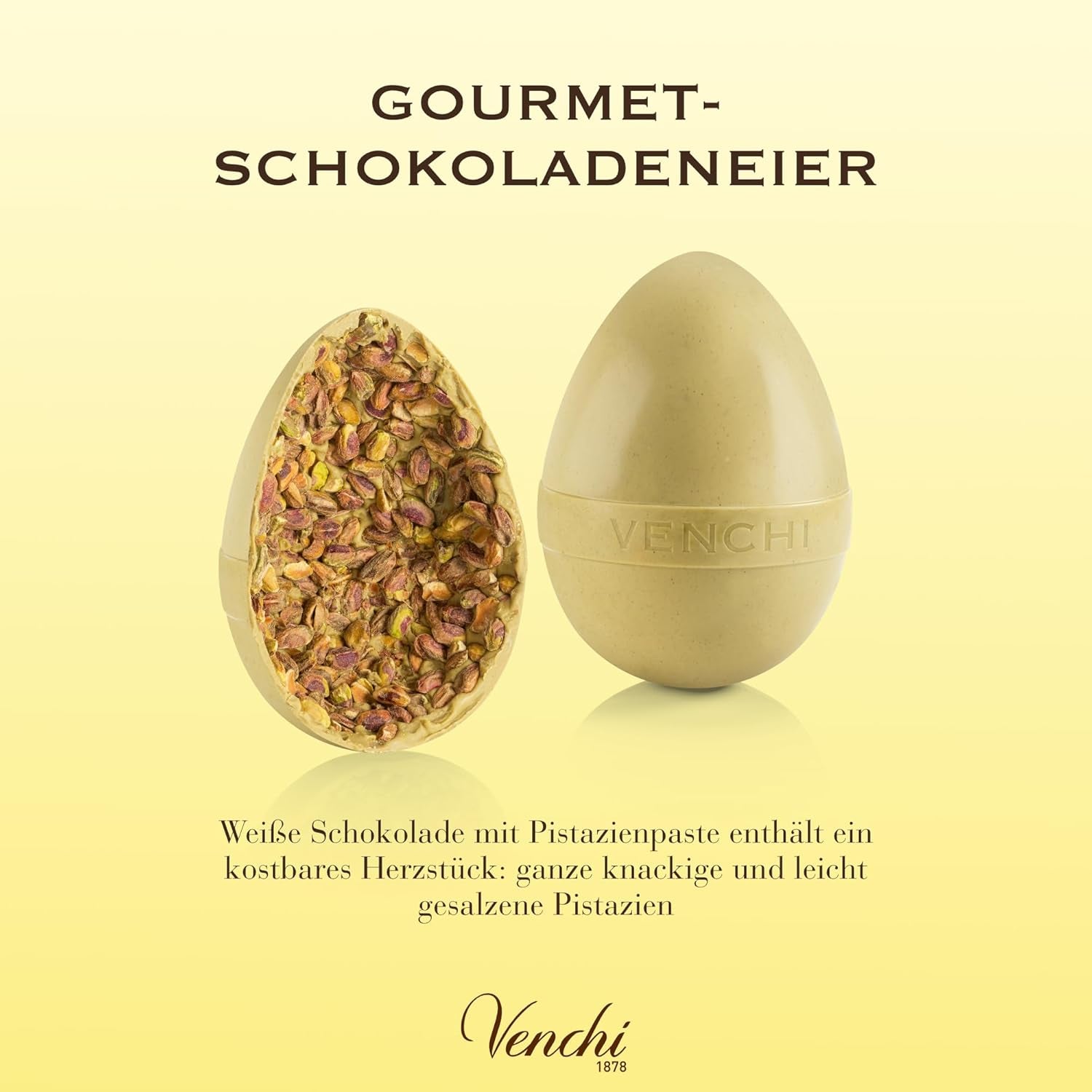 Venchi - Huevo de chocolate, sabor pistacho, con pistacho entero, con sorpresa, sin gluten, 500g, colección Pascua, idea de regalo