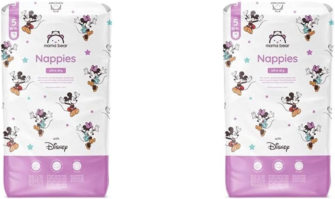 Mama Bear Disney Pañales Ultra Dry Talla 4 (8-14 kg), Blanco, 84 Piezas (1 paquete) Naty Shop Talla 5 (10-16 kg) (2 unidades) Paquete individual