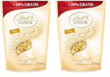Bolas de chocolate blanco Lindor | 400 g aprox. 30 bolitas de chocolate blanco con relleno que se deshace en la boca | Regalo de chocolate | Regalo de chocolate (paquete de 2)