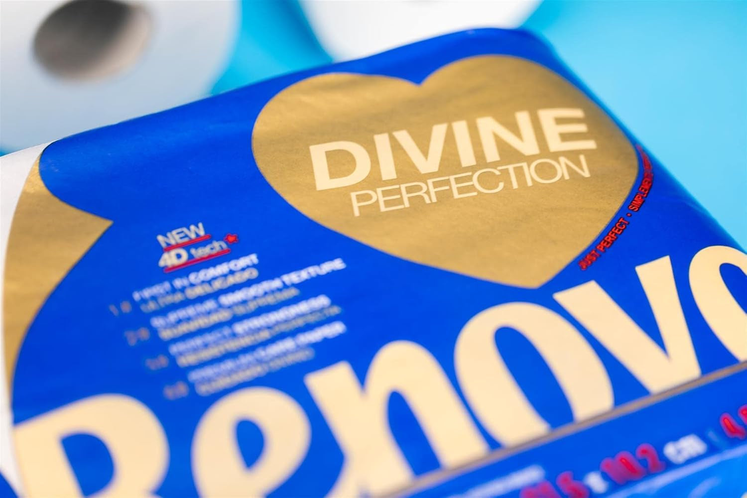 Renova Papel higiénico Renova Divine Perfection, 42 rollos, papel higiénico premium, 4 capas, ultra suave, extrafuerte, grueso, suave y absorbente, papel certificado Fsc, 4400G