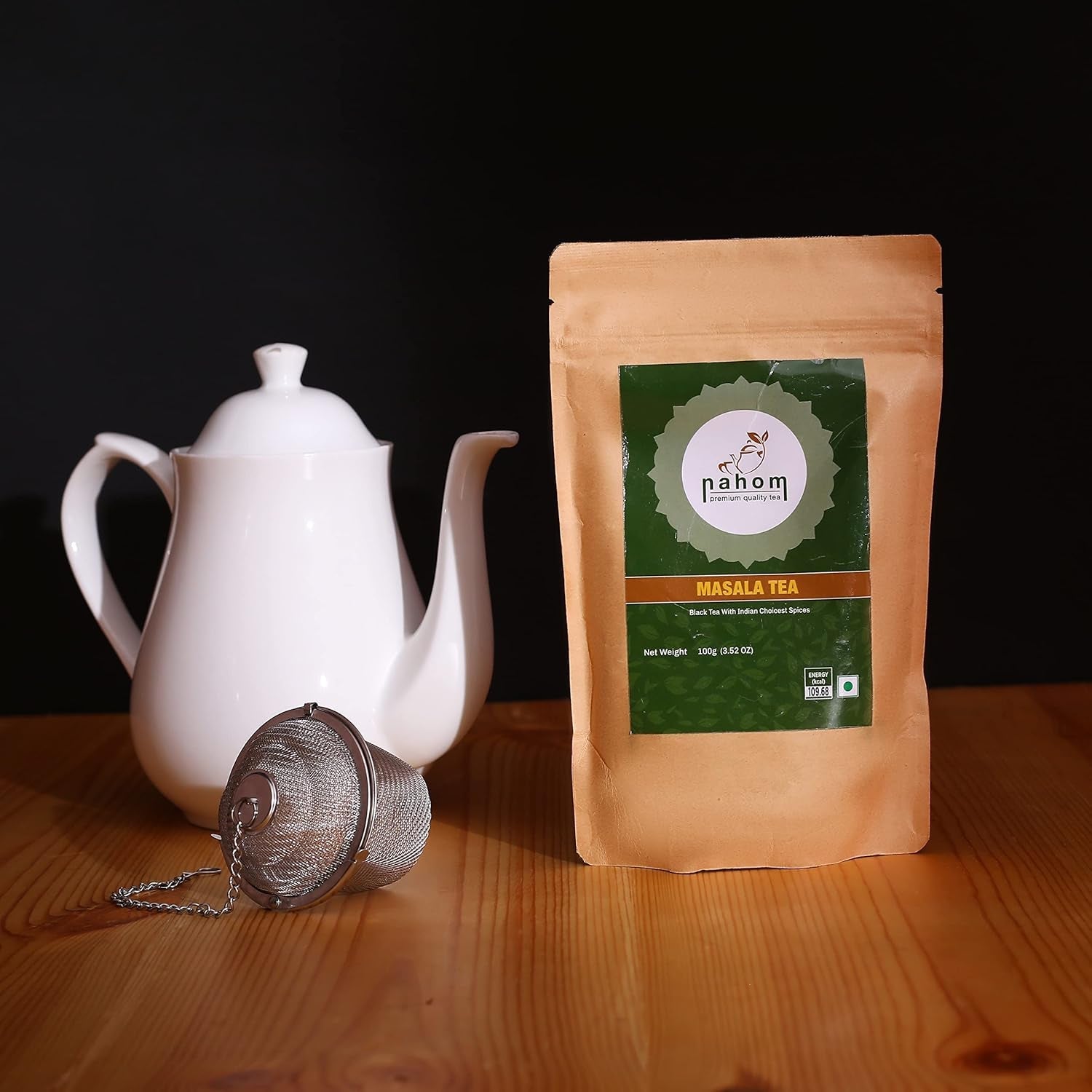 Té de hojas sueltas Masala Chai de la India | 50 tazas, mezcla de té negro, canela, cardamomo, pimienta negra | Té Masala especiado | Chai Latte Adecuado Bolsa de 3.53 oz/ 100 g