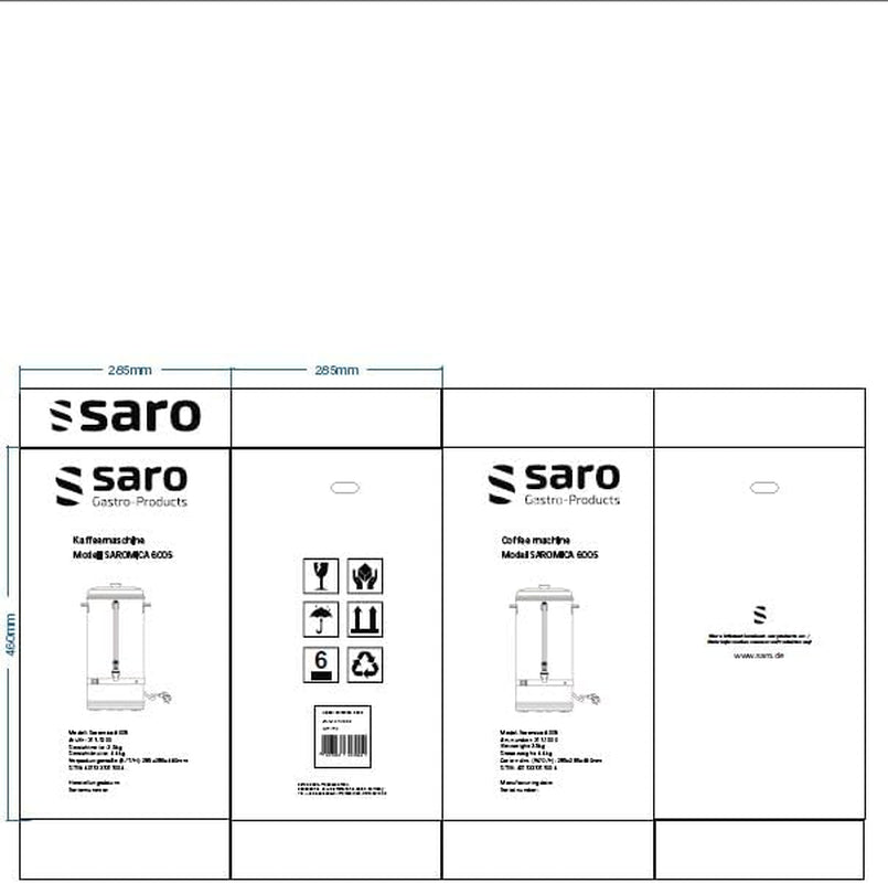 Cafetera espresso Saro con filtro redondo - 6,75 L / 40 tazas - acero inoxidable - función preparar y mantener caliente - grifo de seguridad - mirilla - 1,5 kW - modelo SAROMICA 6005