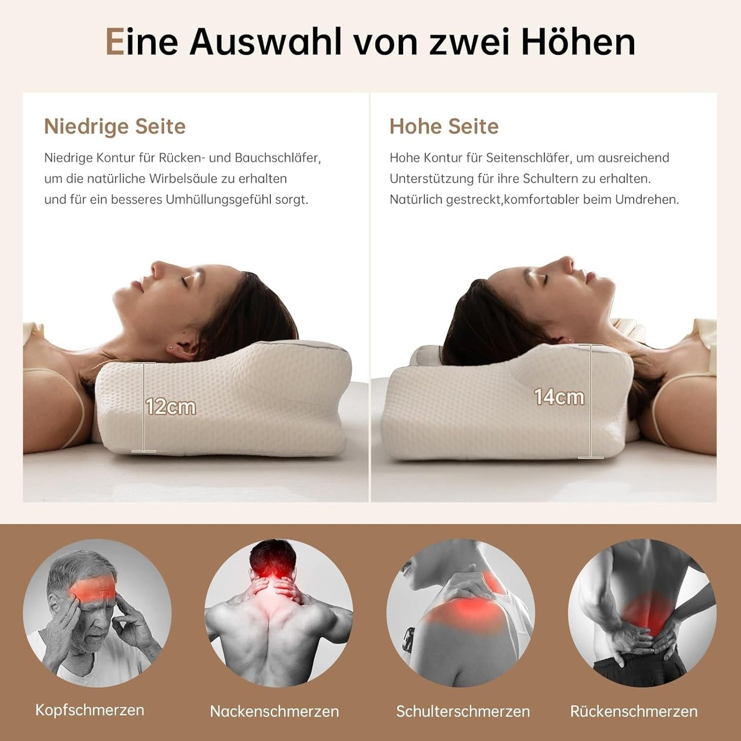 Homyrium Almohada Cervical Ergonómica Almohada Ortopédica Almohada de Espuma Viscoelástica Almohada Antirronquidos Almohada para Dormir de Lado Espalda Almohada Estómago Gris Almohadas Ortopédicas Cervicales Naty Shop