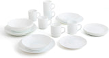 Juego de Vajilla Blanca para 6, 24 Piezas, 6 Platos Llanos, 6 Platos Llanos, 6 Platos de Postre y 6 Tazas, Multicolor, 24 Piezas