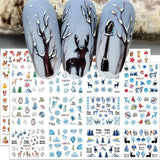Pegatinas de uñas navideñas 3D, autoadhesivas, transferencia de agua, árbol de Navidad, copo de nieve, alce, pingüino, arte de uñas navideño, diseños de uñas de invierno, pegatinas navideñas, accesorios para uñas